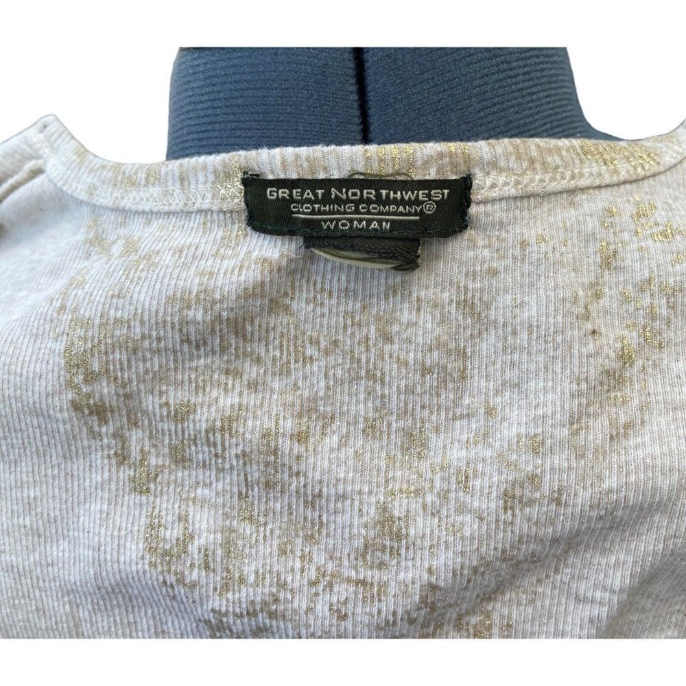 GREAT NORTHWEST Ribbed Sleeveless Top Size L Tan Gold Studs & Glitter Stretch - Picture 8 of 15